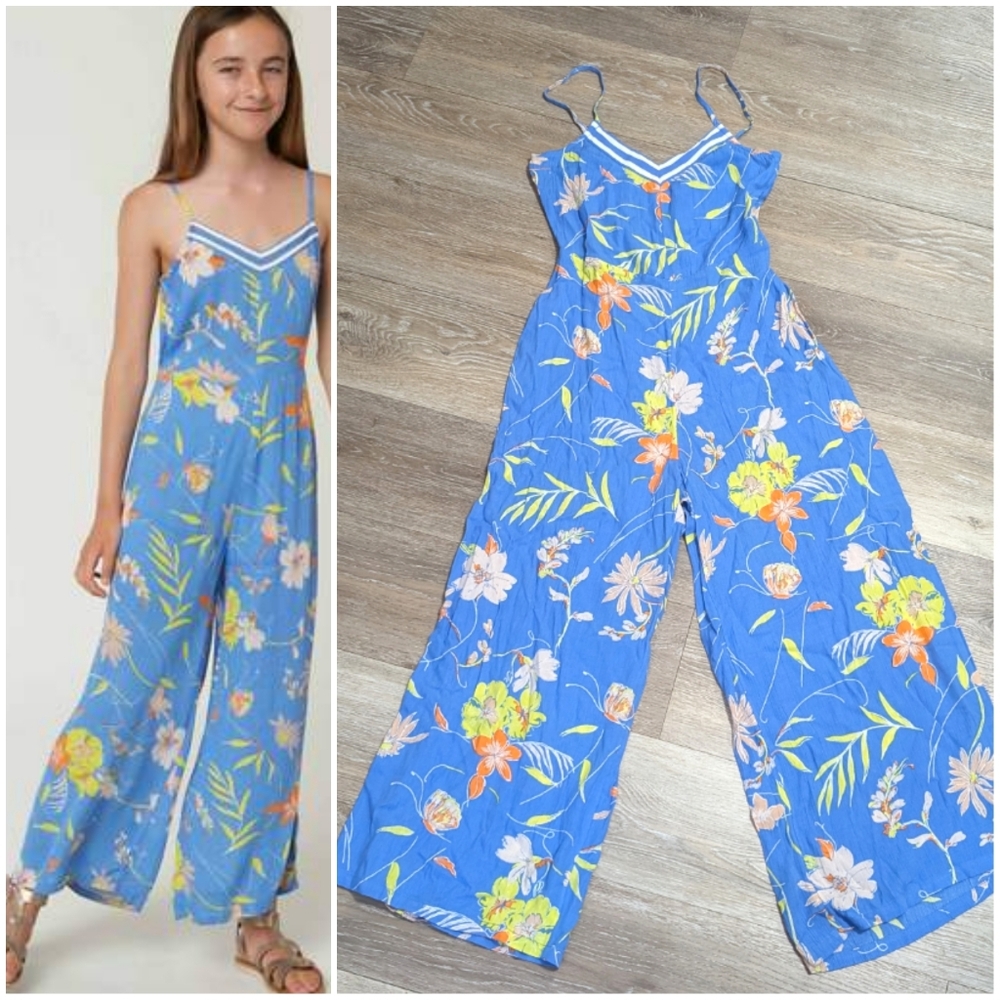 O'Neill floral flowers romper jumpsuit blue size M girls XXS XS women's